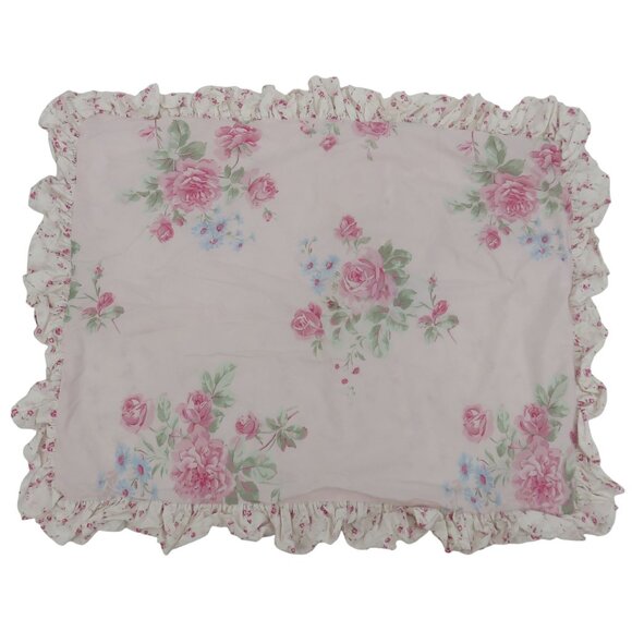 Simply Shabby Chic MISTY ROSE Pink Floral Flower Ruffle Trim Pillow Sham Cottage - Picture 1 of 12
